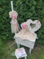 Πακέτο βάπτισης για κορίτσι με θέμα νεράιδα σε λευκές και ροζ αποχρώσεις.