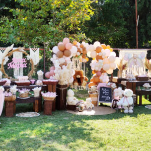 Στολισμός βάπτισης για κορίτσι με θέμα ακουδάκι με μπαλόνια.