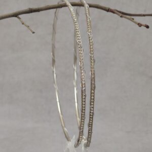 Επάργυρα, επιπλατινωμένα στέφανα γάμου με διπλή βέργα σε ασημί και στρας.