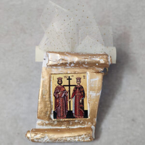 Προσκλητήριο - μπομπονιέρα γάμου - βάπτισης κεραμική εικόνα.