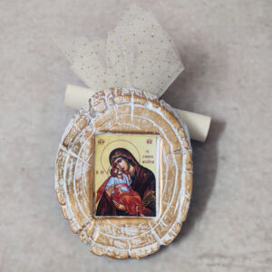 Προσκλητήριο - μπομπονιέρα γάμου - βάπτισης κεραμική εικόνα με την Παναγία.