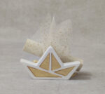 Προσκλητήριο - μπομπονιέρα γάμου – βάπτισης κεραμικό καράβι με χρυσό plexi glass καθρέφτη.