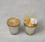 Μπομπονιέρα γάμου αρωματικό κερί με καπάκι από χρυσό καθρέφτη plexi glass.