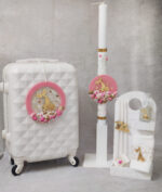 Πακέτο βάπτισης για κορίτσι με θέμα γοργόνα σε λευκές και ροζ αποχρώσεις.