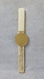 Χειροποίητη πασχαλινή λαμπάδα διακοσμημένη με  αλυσίδα στρας, γκλιτερ και  κωνσταντινάτο από χρυσό καθρέφτη plexiglass.