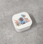 Μπομπονιέρα βάπτισης κεραμική μπιζουτιέρα εκτυπωμένη με θέμα αρκουδάκι.