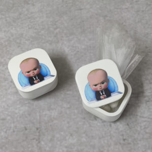 Μπομπονιέρα βάπτισης κεραμική μπιζουτιέρα εκτυπωμένη με θέμα Baby Boss.