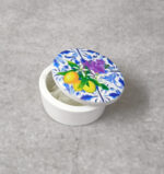 Μπομπονιέρα βάπτισης εκτυπωμένη κεραμική μπιζουτιέρα με θέμα λεμόνια.