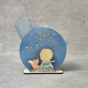 Μπομπονιέρα βάπτισης ξύλινο τρισδιάστατο με θέμα μικρός πρίγκιπας.