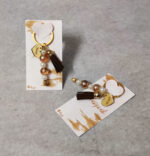 Μαρτυρικά μπρελόκ Μαμά - Νονά σε εκτυπωμένο καρτελάκι με τα ίδια στοιχεία.