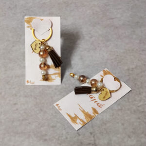 Μαρτυρικά μπρελόκ Μαμά - Νονά σε εκτυπωμένο καρτελάκι με τα ίδια στοιχεία.