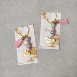 Μαρτυρικά μπρελόκ Μαμά - Νονά με κωνσταντινάτο σε εκτυπωμένο καρτελάκι με τα ίδια στοιχεία.