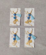 Μαρτυρικά μπρελόκ Μαμά - Νονά με κωνσταντινάτο σε εκτυπωμένο καρτελάκι με τα ίδια στοιχεία.