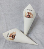 Χωνάκι βάπτισης με θέμα αρκουδάκι με παμπας και ζελατίνη με Marshmallows και πολύχρωμα smarties.