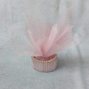 Mπομπονιέρα βάπτισης κεραμικό ρεσώ σε ροζ και χρυσή απόχρωση.