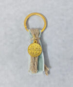 Μαρτυρικά βάπτισης μπρελόκ με βελούδινη κορδέλα από μέντα, σχοινί και χρυσό κωνσταντινάτο σε κουτί 25 τμχ.