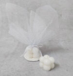 Μπομπονιέρα γάμου κερί με γκλίτερ τούλι.