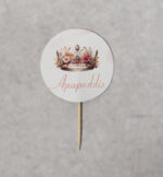 Χαρτάκι οδοντογλυφίδας με θέμα πριγκίπισσα και το όνομα του μωρού.