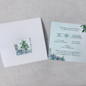 Προσκλητήριο βάπτισης με θέμα  και λουλούδια εκτυπωμένο φάκελο κουτάκι.