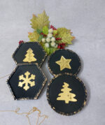 Σετ χριστουγεννιάτικα κεραμικά σουβέρ με χρυσό plexi glass