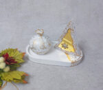 Χριστουγεννιάτικη σύνθεση με κεραμικό ρόδι και δεντράκι με χρυσό plexiglass