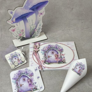 Θεματική πρόταση βάπτισης με θέμα νεραϊδόκοσμος σε λιλά απόχρωση.