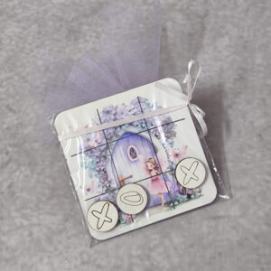 Μπομπονιέρα βάπτισης τρίλιζα με θέμα νεραϊδόκοσμος σε λιλά απόχρωση