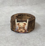 Μπομπονιέρα βάπτισης κεραμικό ρεσώ με διακόσμηση ξύλινο αρκουδάκι