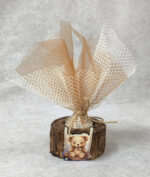 Μπομπονιέρα βάπτισης κεραμικό ρεσώ με διακόσμηση ξύλινο αρκουδάκι