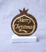 Ξύλινο Γιορτινό Ρόδι με κεραμική βάση – Ξύλινη Ζεστασιά & Λάμψη Ευχών