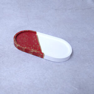 Κεραμική Διακοσμητική Πιατέλα σε Κόκκινο και Χρυσό