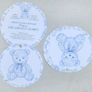 TOILE DE JOUY ΣΤΡΟΓΓΥΛΗ ΠΡΟΣΚΛΗΣΗ  ΑΡΚΟΥΔΑΚΙ ΓΑΛΑΖΙΟ