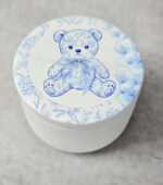 Κεραμική στρογγυλή μπιζουτιέρα με εκτύπωση αρκουδάκι μπλε Toile de Jouy