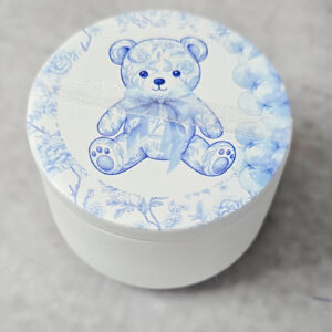 Κεραμική στρογγυλή μπιζουτιέρα με εκτύπωση αρκουδάκι μπλε Toile de Jouy