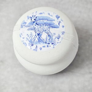 Κεραμικό μακαρόν με εκτύπωση καμηλοπάρδαλη μπλε Toile de Jouy