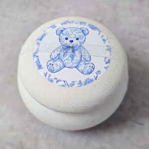Κεραμικό μακαρόν με εκτύπωση αρκουδάκι μπλε Toile de Jouy