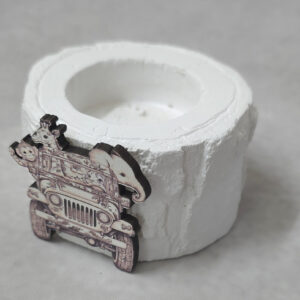 Μπομπονιέρα Κεραμικός κορμός ρεσώ με ξύλινη εκτύπωση safari Toile de Jouy