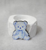 Μπομπονιέρα Κεραμικός κορμός ρεσώ με ξύλινη εκτύπωση αρκουδάκι μπλε Toile de Jouy