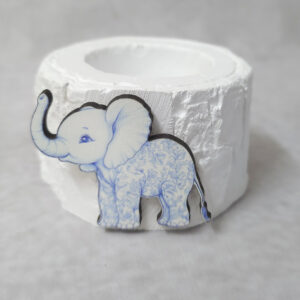 Μπομπονιέρα Κεραμικός κορμός ρεσώ με ξύλινη εκτύπωση ελεφαντάκι μπλε Toile de Jouy