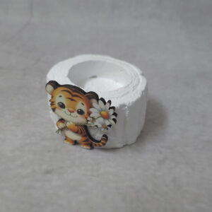 Μπομπονιέρα Κεραμικός κορμός ρεσώ με ξύλινη εκτύπωση τιγράκι