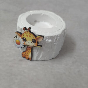 Μπομπονιέρα Κεραμικός κορμός ρεσώ με ξύλινη εκτύπωση καμηλοπάρδαλη