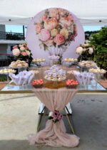 Στολισμός βάπτισης με θέμα λουλουδένιο αερόστατο