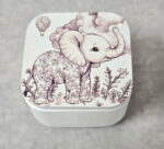 Κεραμική μπιζουτιέρα με εκτύπωση ελεφαντάκι καφέ Toile de Jouy