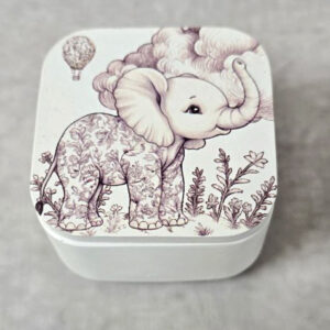 Κεραμική μπιζουτιέρα με εκτύπωση ελεφαντάκι καφέ Toile de Jouy