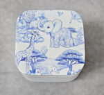 Κεραμική μπιζουτιέρα με εκτύπωση ζωάκια σαφάρι μπλε Toile de Jouy