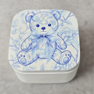Κεραμική μπιζουτιέρα με εκτύπωση αρκουδάκι μπλε Toile de Jouy