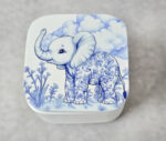 Κεραμική μπιζουτιέρα με εκτύπωση ελεφαντάκι μπλε Toile de Jouy