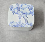 Κεραμική μπιζουτιέρα με εκτύπωση καμηλόπαρδαλη μπλε Toile de Jouy