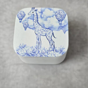 Κεραμική μπιζουτιέρα με εκτύπωση καμηλόπαρδαλη μπλε Toile de Jouy