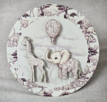 Διακόσμηση βαλίτσας με τρισδιάστατη (3D) ξύλινη εκτύπωση σκηνή safari Toile de Jouy Καφέ